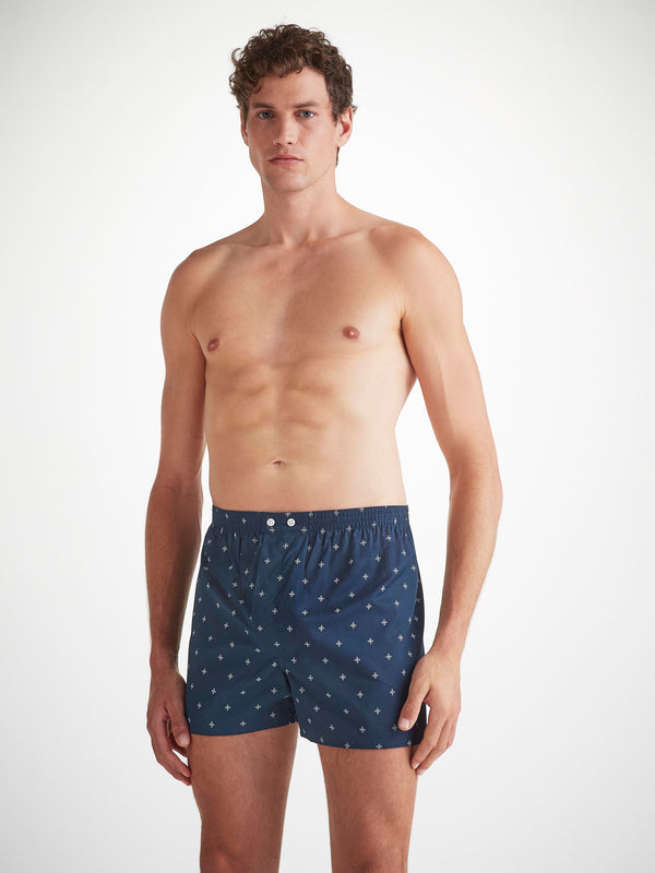 Derek Rose Men's Classic Fit Boxers Cotton Batiste Navy Sailor's Knot Print Navy