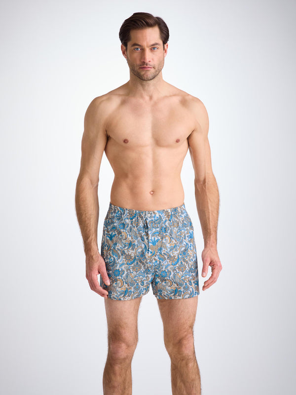 Derek Rose Men's Classic Fit Boxers Cotton Batiste White Jungle Paisley Print White