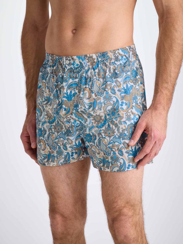 Derek Rose Men's Classic Fit Boxers Cotton Batiste White Jungle Paisley Print White
