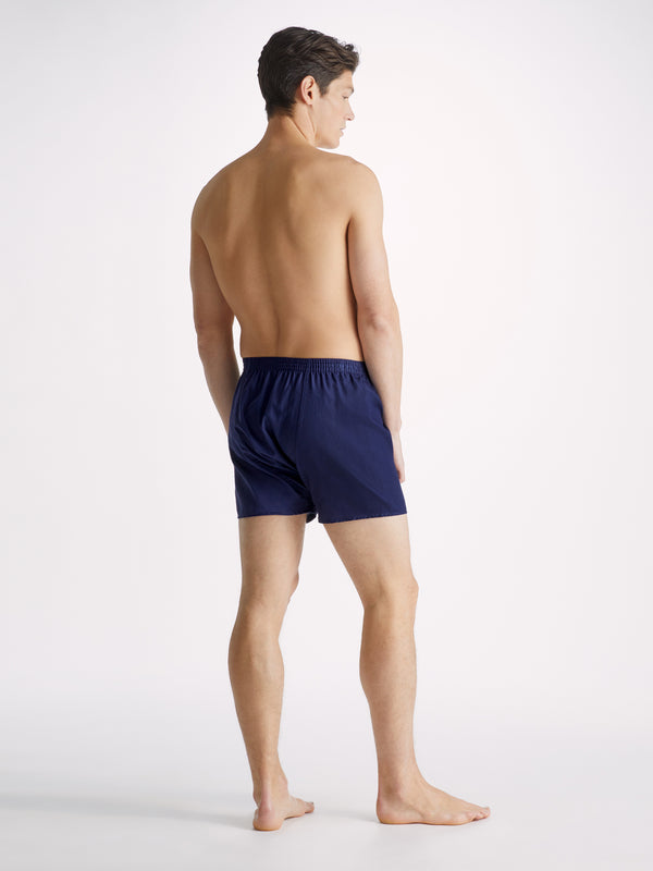 Derek Rose Men's Classic Fit Boxers Cotton Jacquard Navy Rose Star Pattern Navy