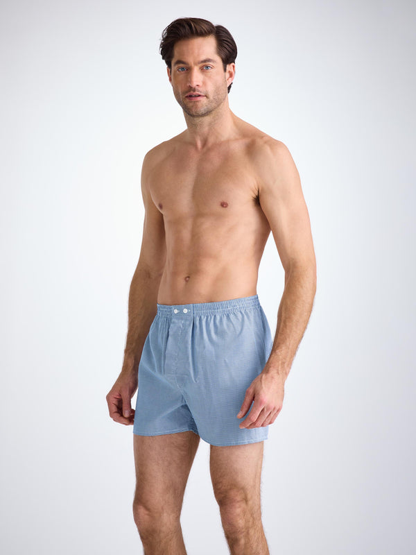 Derek Rose Men's Classic Fit Boxers Cotton Navy Puppytooth Pattern Navy