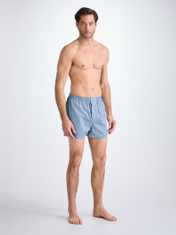 Derek Rose Men's Classic Fit Boxers Cotton Navy Puppytooth Pattern Navy
