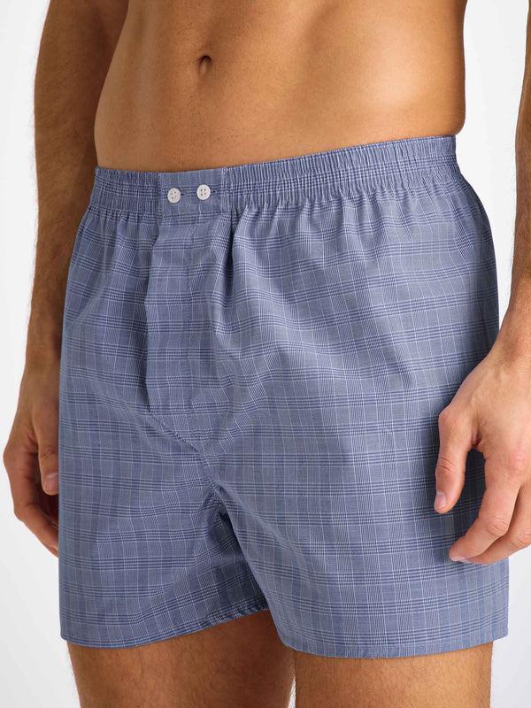 Derek Rose Men's Classic Fit Boxers Felsted 3 Cotton Blue Mid Blue