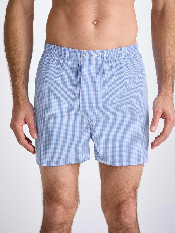 Derek Rose Men's Classic Fit Boxers Gingham Cotton Blue Light Blue