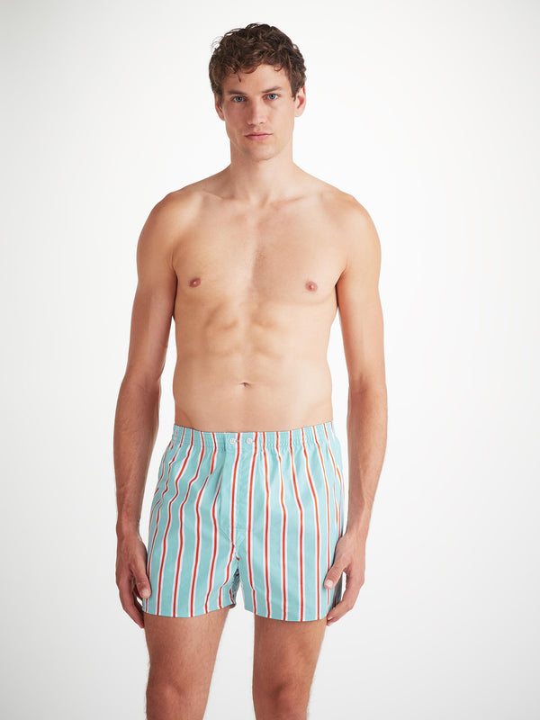 Derek Rose Men's Classic Fit Boxers Royal 223 Cotton Turquoise Turquoise