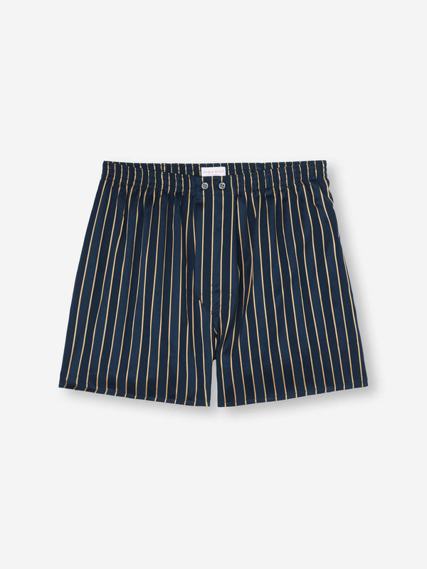 derek rose Men's Classic Fit Boxers Royal 224 Cotton Navy Navy