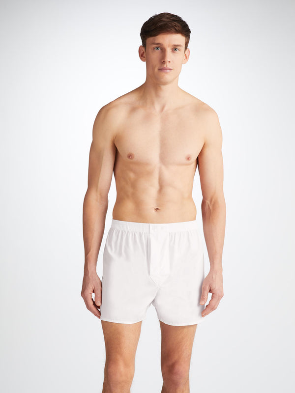 Derek Rose Men's Classic Fit Boxers Savoy Cotton White White