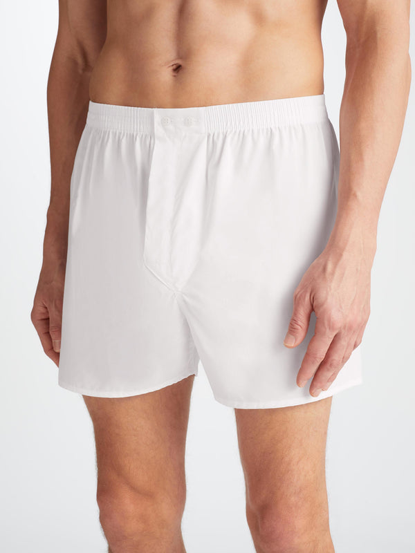 Derek Rose Men's Classic Fit Boxers Savoy Cotton White White