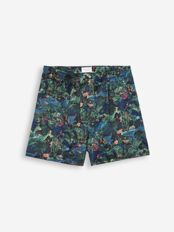 derek rose Men's Classic Fit Boxers Silk Satin Multi Midnight Jungle Print Multi