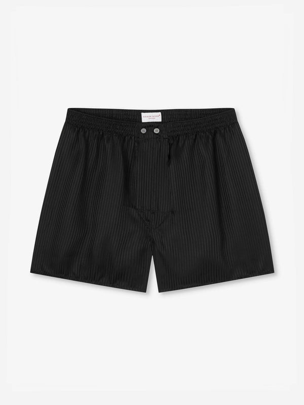 derek rose Men's Classic Fit Boxers Woburn Silk Satin Black Black derek rose Men's Classic Fit Boxers Woburn Silk Satin Black Black