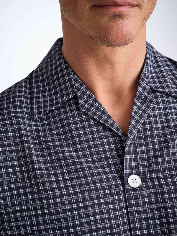 Derek Rose Men's Classic Fit Pajamas Braemar 32 Brushed Cotton Navy Navy
