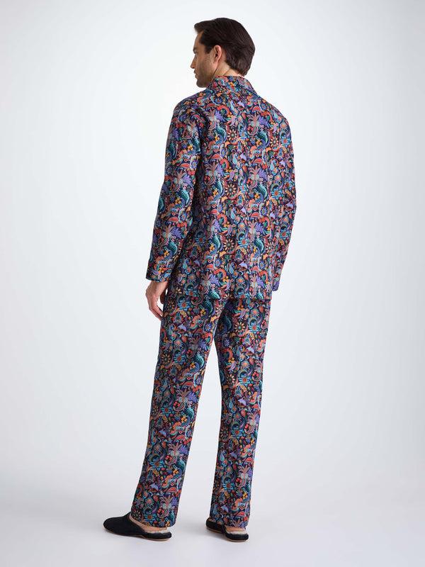 Derek Rose Men's Classic Fit Pajamas Cotton Batiste Multi Jungle Paisley Print Multi