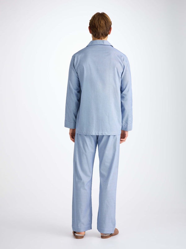 Derek Rose Men's Classic Fit Pajamas Cotton Navy Puppytooth Pattern Navy