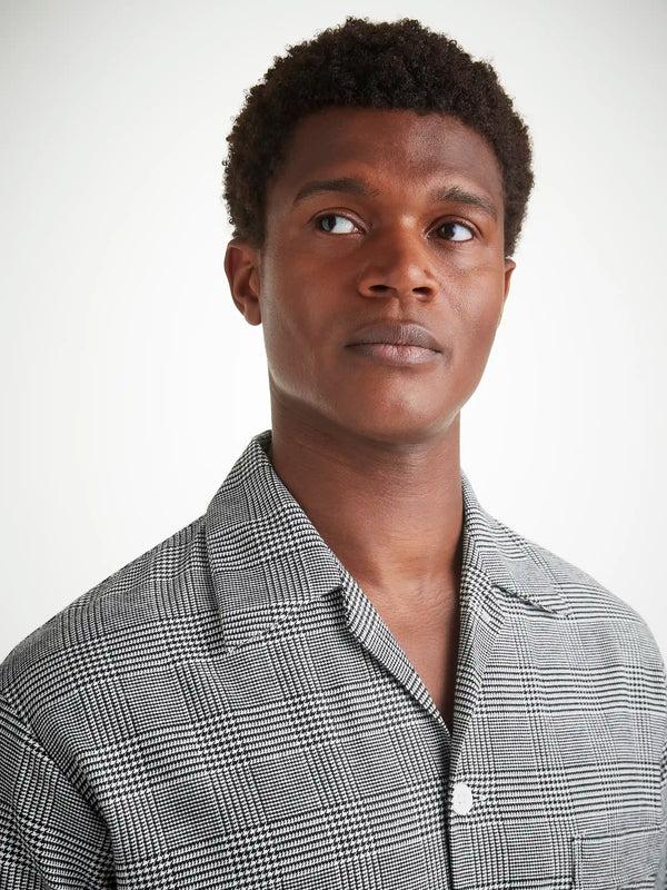 Derek Rose Men's Classic Fit Pajamas Kelburn 42 Brushed Cotton Black Black