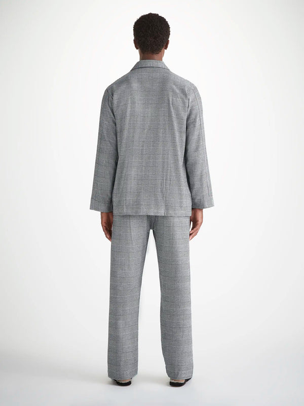 Derek Rose Men's Classic Fit Pajamas Kelburn 42 Brushed Cotton Black Black
