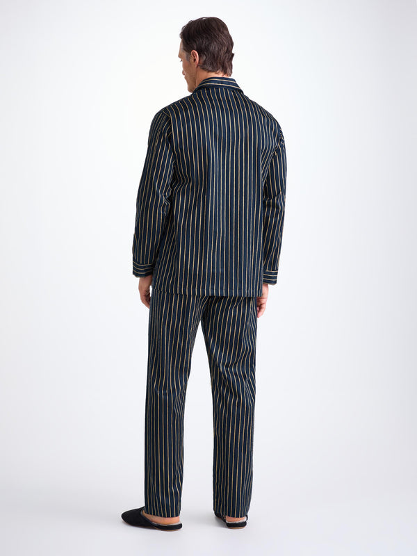 Derek Rose Men's Classic Fit Pajamas Royal 224 Cotton Navy Navy