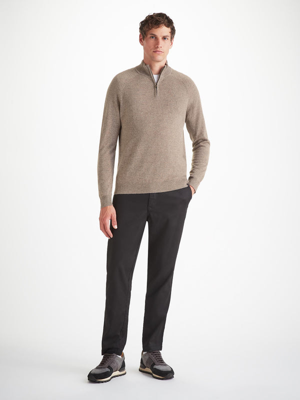 Derek Rose Men's Half-Zip Sweater Finley Cashmere Mole Heather Mole Heather