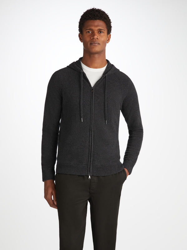 Derek Rose Men's Hoodie And Track Pants Set Finley Cashmere Charcoal Charcoal