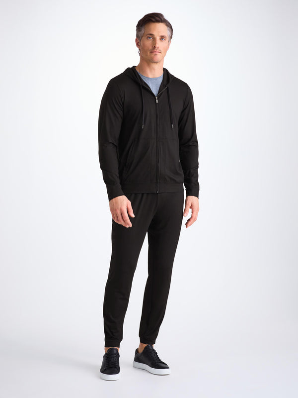 Derek Rose Men's Hoodie Basel Micro Modal Stretch Black Black