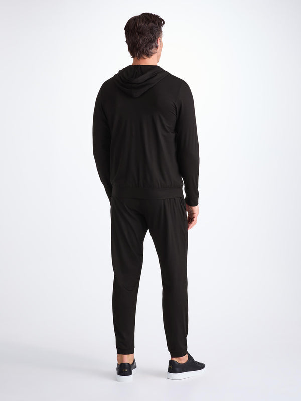 Derek Rose Men's Hoodie Basel Micro Modal Stretch Black Black