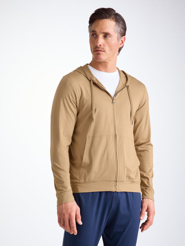 Derek Rose Men's Hoodie Basel Micro Modal Stretch Camel Camel