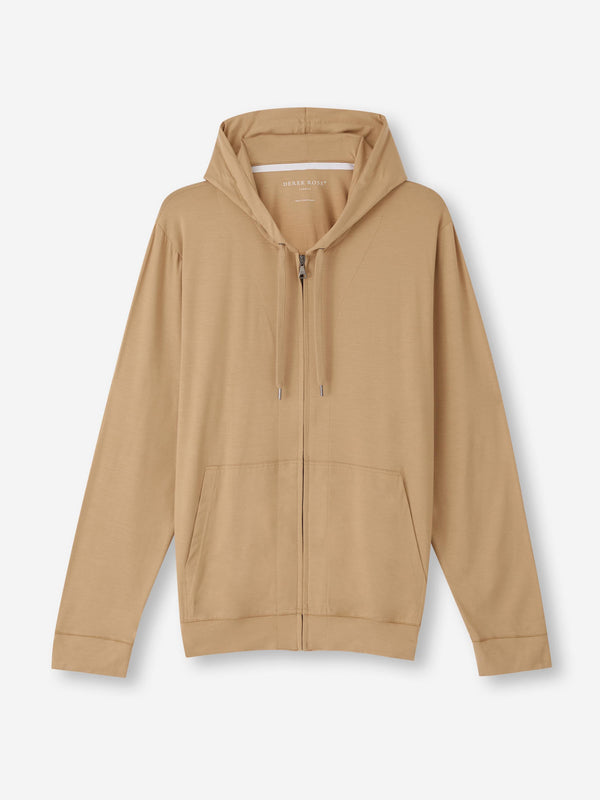 derek rose Men's Hoodie Basel Micro Modal Stretch Camel Camel