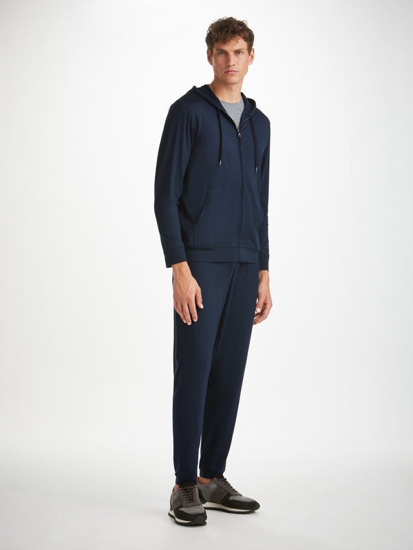 Derek Rose Men's Hoodie Basel Micro Modal Stretch Navy Navy