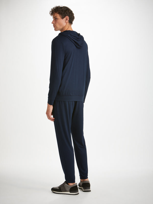 Derek Rose Men's Hoodie Basel Micro Modal Stretch Navy Navy