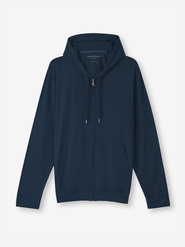 derek rose Men's Hoodie Basel Micro Modal Stretch Navy Navy