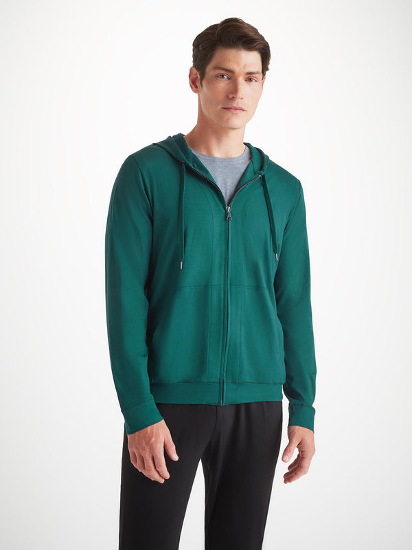 Derek Rose Men's Hoodie Basel Micro Modal Stretch Pine Green Pine Green
