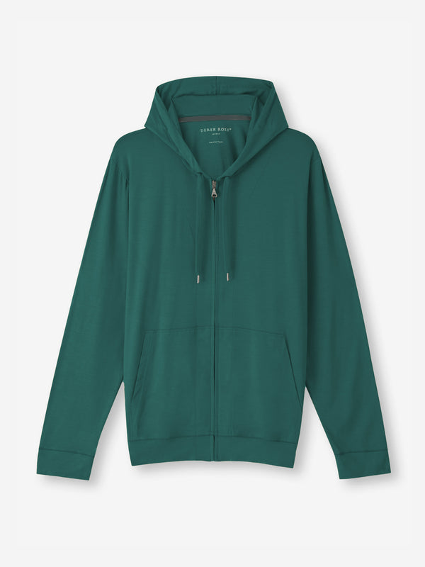 derek rose Men's Hoodie Basel Micro Modal Stretch Pine Green Pine Green