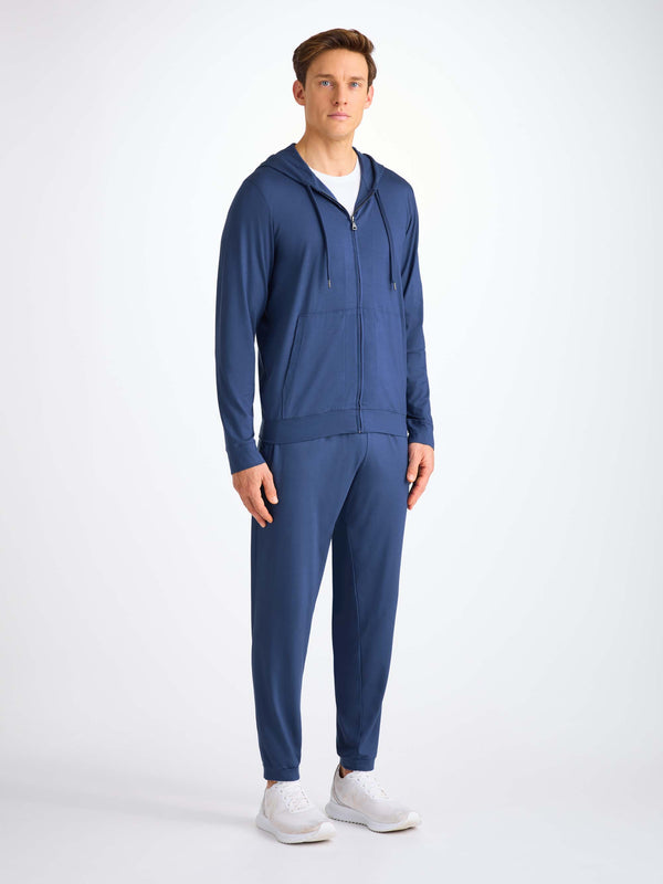 Derek Rose Men's Hoodie Basel Micro Modal Stretch Sapphire Sapphire