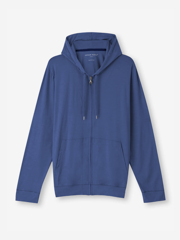 derek rose Men's Hoodie Basel Micro Modal Stretch Sapphire Sapphire