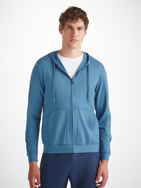 Derek Rose Men's Hoodie Basel Micro Modal Stretch Steel Blue Steel Blue