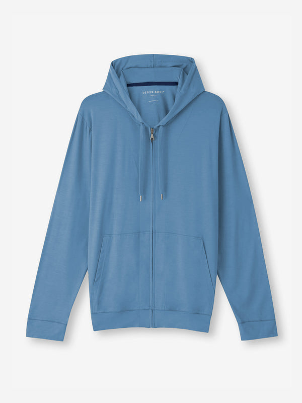 derek rose Men's Hoodie Basel Micro Modal Stretch Steel Blue Steel Blue