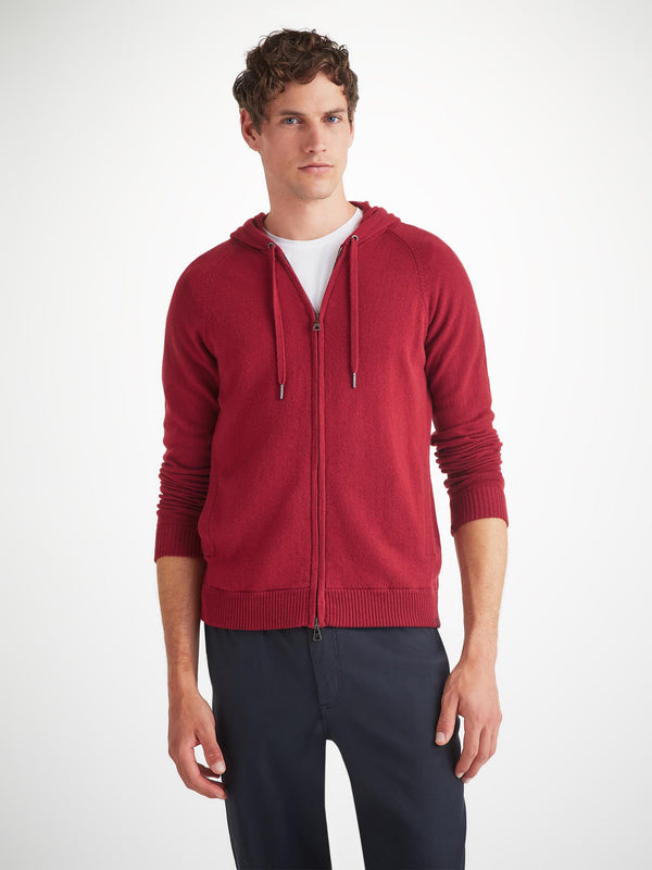 Derek Rose Men's Hoodie Finley Cashmere Cardinal Red Cardinal Red