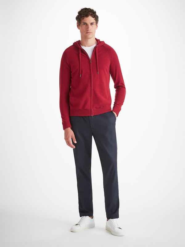 Derek Rose Men's Hoodie Finley Cashmere Cardinal Red Cardinal Red