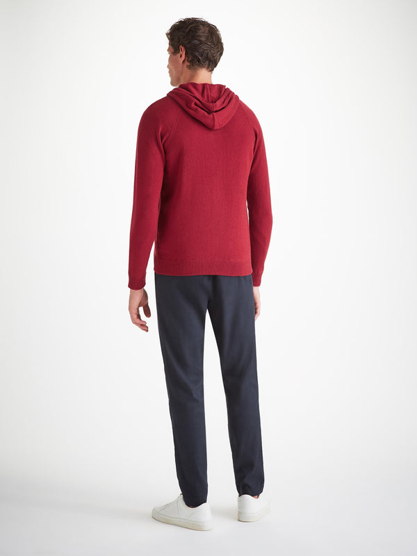 Derek Rose Men's Hoodie Finley Cashmere Cardinal Red Cardinal Red