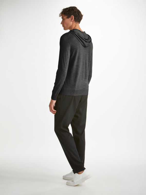 Derek Rose Men's Hoodie Orson Merino Wool Charcoal Charcoal