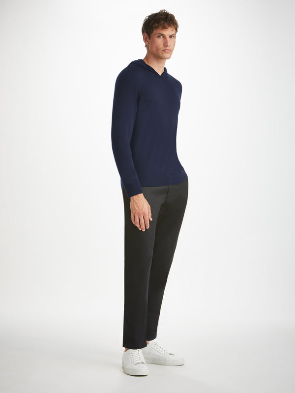 Derek Rose Men's Hoodie Orson Merino Wool Navy Navy