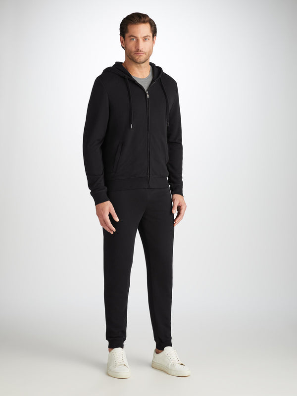 Derek Rose Men's Hoodie Quinn Cotton Modal Black Black