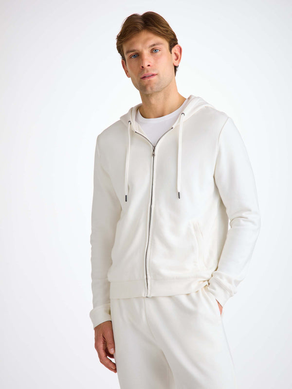 Derek Rose Men's Hoodie Quinn Cotton Modal White White
