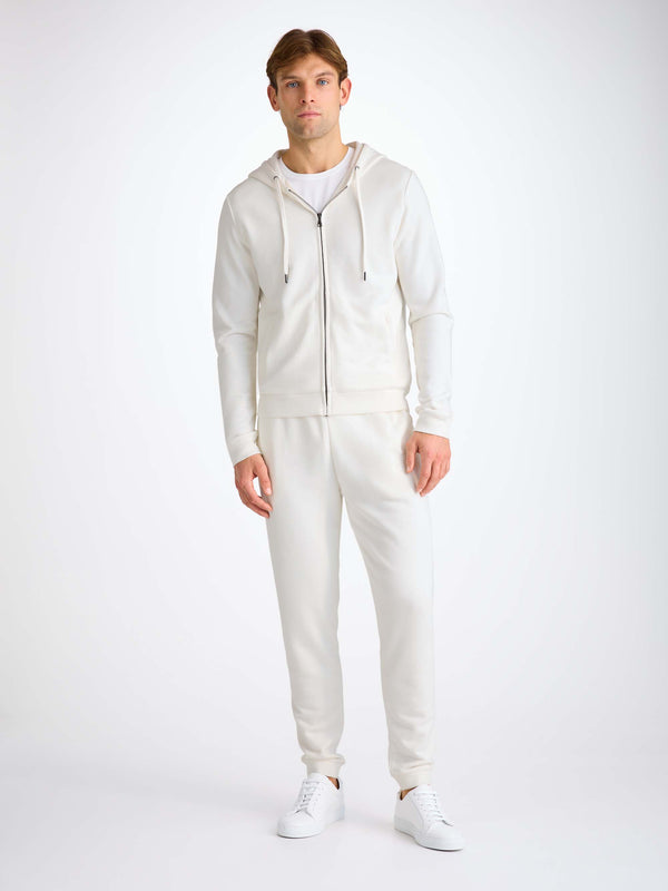Derek Rose Men's Hoodie Quinn Cotton Modal White White