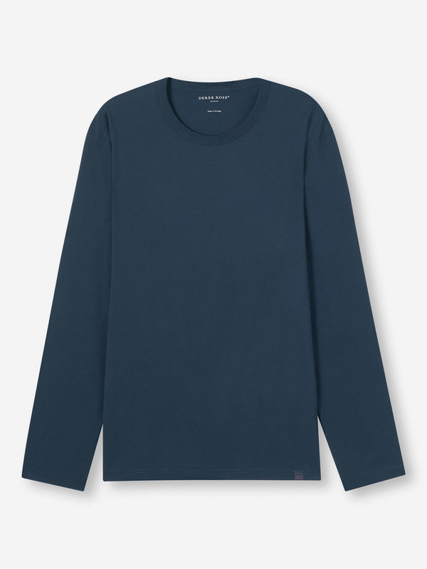 derek rose Men's Long Sleeve T-Shirt Barny Pima Cotton Navy Navy