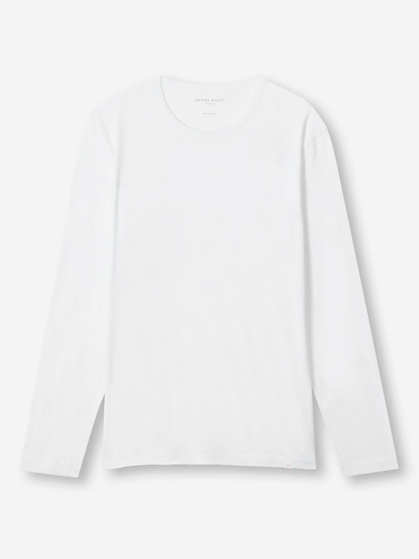 derek rose Men's Long Sleeve T-Shirt Barny Pima Cotton White White