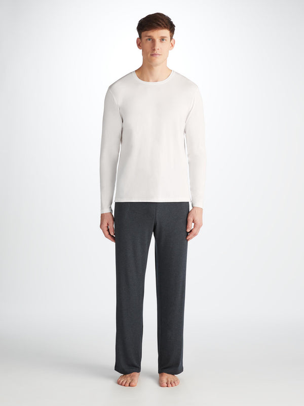 Derek Rose Men's Long Sleeve T-Shirt Basel Micro Modal Stretch White White