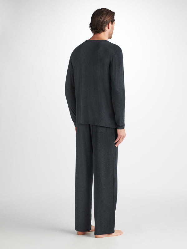 Derek Rose Men's Long Sleeve T-Shirt Marlowe Micro Modal Stretch Anthracite Anthracite