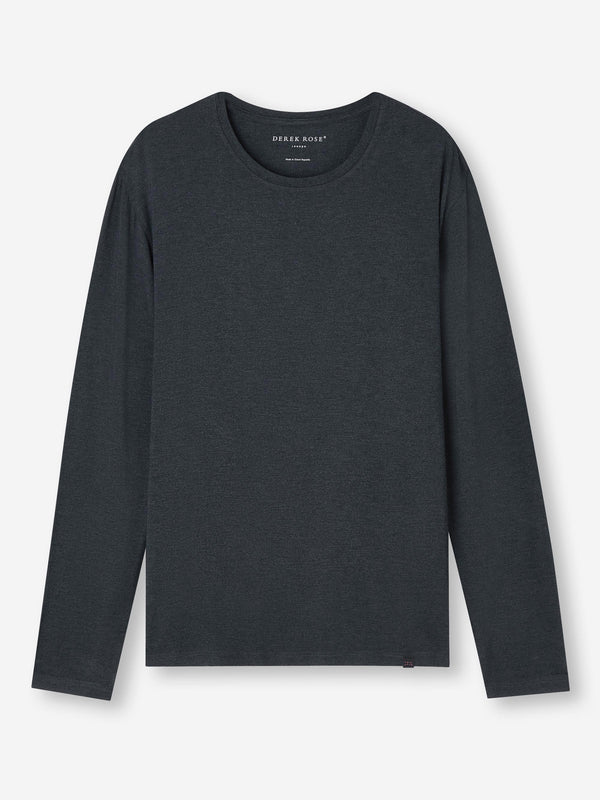 derek rose Men's Long Sleeve T-Shirt Marlowe Micro Modal Stretch Anthracite Anthracite