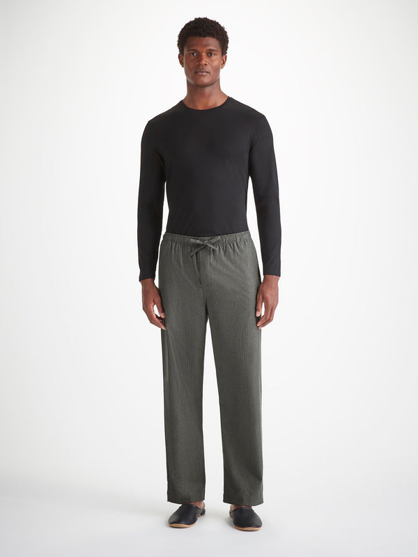 Derek Rose Men's Lounge Pants Balmoral Brushed Cotton Charcoal Charcoal