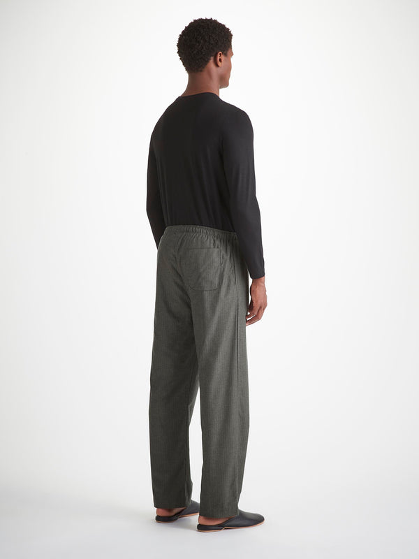 Derek Rose Men's Lounge Pants Balmoral Brushed Cotton Charcoal Charcoal